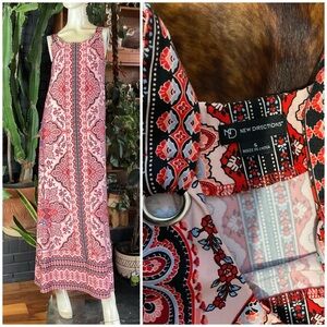 New Direction Printed Sleeveless Maxi Dress